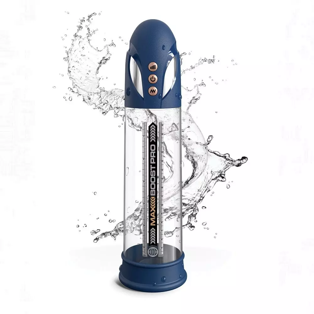 Pump Worx Max Boost Pro Flow Rechargeable Penis Pump In Blue